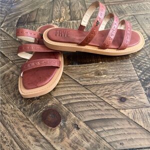 Frye Brick Red Leather Sandals